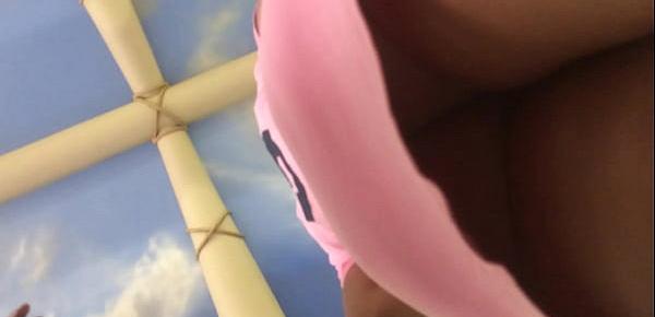  ass under pink skirt on an escalator.MOV